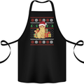 A Cute Christmas Cat With Presents Xmas Cotton Apron 100% Organic Black