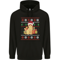 A Cute Christmas Cat With Presents Xmas Mens 80% Cotton Hoodie Black