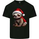 A Cute Christmas Sloth With Xmas Hat on Mens Cotton T-Shirt Tee Top Black