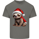 A Cute Christmas Sloth With Xmas Hat on Mens Cotton T-Shirt Tee Top Charcoal