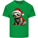 A Cute Christmas Sloth With Xmas Hat on Mens Cotton T-Shirt Tee Top Irish Green