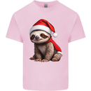 A Cute Christmas Sloth With Xmas Hat on Mens Cotton T-Shirt Tee Top Light Pink