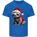 A Cute Christmas Sloth With Xmas Hat on Mens Cotton T-Shirt Tee Top Royal Blue