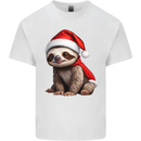 A Cute Christmas Sloth With Xmas Hat on Mens Cotton T-Shirt Tee Top White