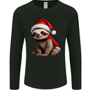 A Cute Christmas Sloth With Xmas Hat on Mens Long Sleeve T-Shirt Black