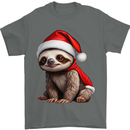 A Cute Christmas Sloth With Xmas Hat on Mens T-Shirt 100% Cotton Charcoal