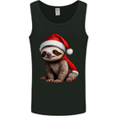 A Cute Christmas Sloth With Xmas Hat on Mens Vest Tank Top Black