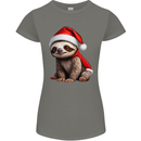 A Cute Christmas Sloth With Xmas Hat on Womens Petite Cut T-Shirt Charcoal