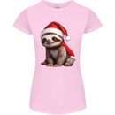 A Cute Christmas Sloth With Xmas Hat on Womens Petite Cut T-Shirt Light Pink