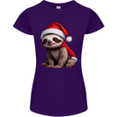 A Cute Christmas Sloth With Xmas Hat on Womens Petite Cut T-Shirt Purple