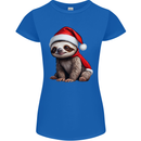 A Cute Christmas Sloth With Xmas Hat on Womens Petite Cut T-Shirt Royal Blue
