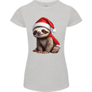 A Cute Christmas Sloth With Xmas Hat on Womens Petite Cut T-Shirt Sports Grey