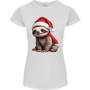 A Cute Christmas Sloth With Xmas Hat on Womens Petite Cut T-Shirt White