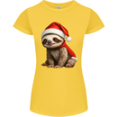A Cute Christmas Sloth With Xmas Hat on Womens Petite Cut T-Shirt Yellow