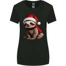 A Cute Christmas Sloth With Xmas Hat on Womens Wider Cut T-Shirt Black