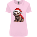 A Cute Christmas Sloth With Xmas Hat on Womens Wider Cut T-Shirt Light Pink