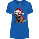 A Cute Christmas Sloth With Xmas Hat on Womens Wider Cut T-Shirt Royal Blue