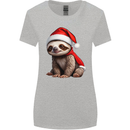 A Cute Christmas Sloth With Xmas Hat on Womens Wider Cut T-Shirt Sports Grey