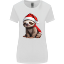 A Cute Christmas Sloth With Xmas Hat on Womens Wider Cut T-Shirt White