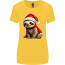 A Cute Christmas Sloth With Xmas Hat on Womens Wider Cut T-Shirt Yellow