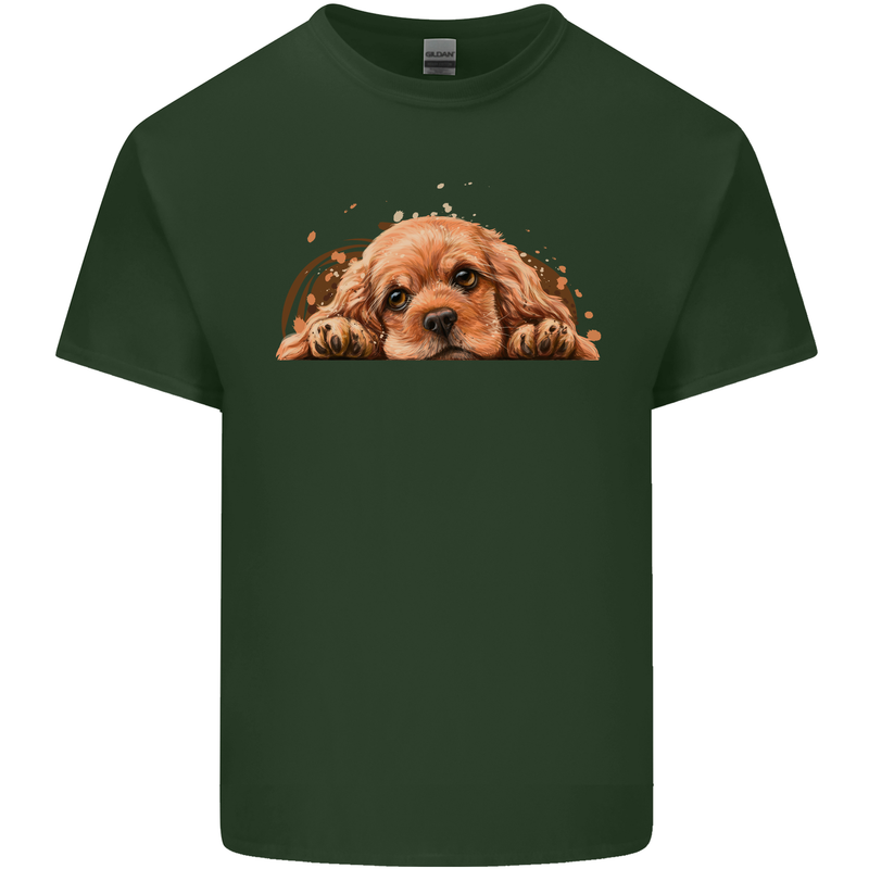 A Cute Cocker Spaniel Dog Mens Cotton T-Shirt Tee Top Forest Green