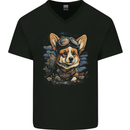 A Cute Corgi Mens V-Neck Cotton T-Shirt Black