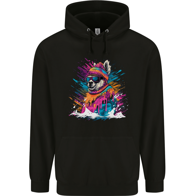 A Cute Lama in the Snow Childrens Kids Hoodie Black