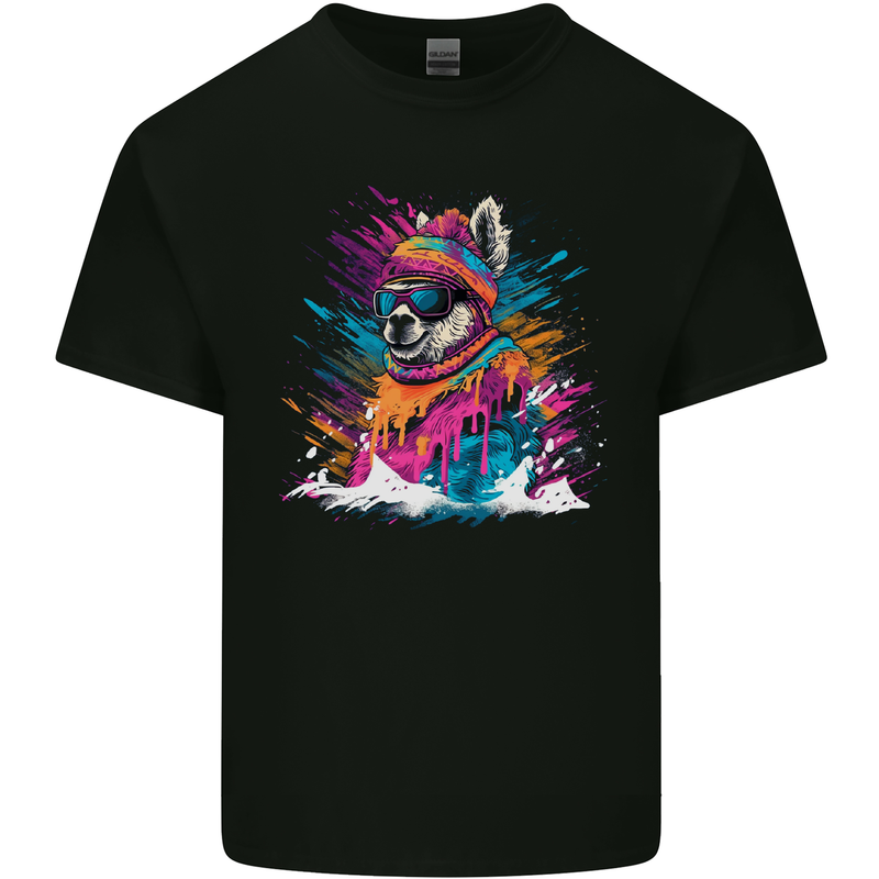 A Cute Lama in the Snow Kids T-Shirt Childrens Black