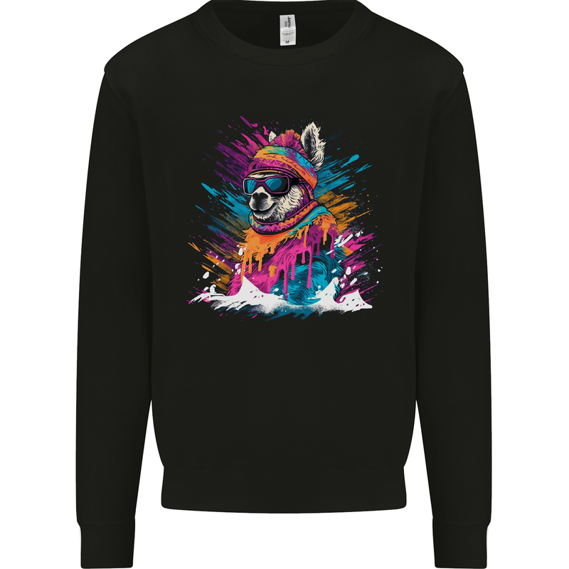 A Cute Lama in the Snow Mens Sweatshirt Jumper Black