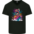 A Cute Lama in the Snow Mens V-Neck Cotton T-Shirt Black