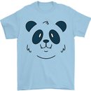 A Cute Panda Bear Face Mens T-Shirt 100% Cotton Light Blue