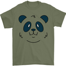A Cute Panda Bear Face Mens T-Shirt 100% Cotton Military Green