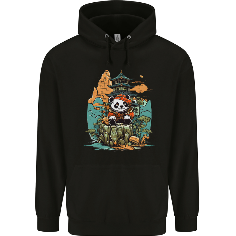 A Cute Panda Bear Mens 80% Cotton Hoodie Black