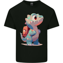 A Cute T-Rex Dinosaur With Backpack Kids T-Shirt Childrens Black