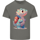 A Cute T-Rex Dinosaur With Backpack Mens Cotton T-Shirt Tee Top Charcoal