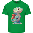 A Cute T-Rex Dinosaur With Backpack Mens Cotton T-Shirt Tee Top Irish Green