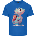 A Cute T-Rex Dinosaur With Backpack Mens Cotton T-Shirt Tee Top Royal Blue