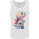 A Cute T-Rex Dinosaur With Backpack Mens Vest Tank Top White