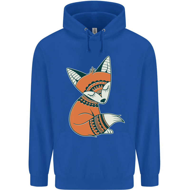 A Cute Tribal Fox Childrens Kids Hoodie Royal Blue