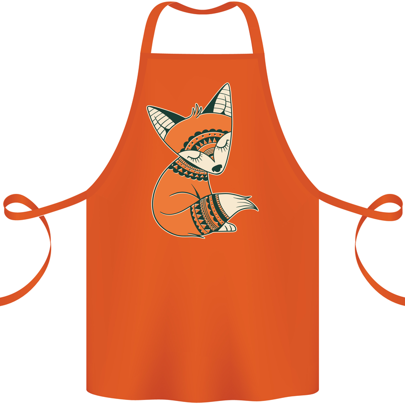 A Cute Tribal Fox Cotton Apron 100% Organic Orange
