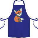 A Cute Tribal Fox Cotton Apron 100% Organic Royal Blue