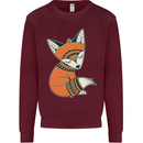 A Cute Tribal Fox Kids Sweatshirt Jumper Maroon