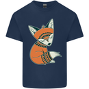 A Cute Tribal Fox Kids T-Shirt Childrens Navy Blue