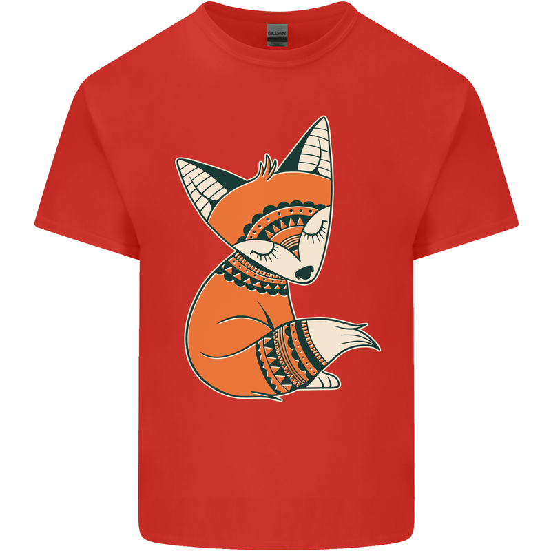 A Cute Tribal Fox Kids T-Shirt Childrens Red