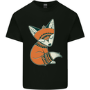 A Cute Tribal Fox Mens Cotton T-Shirt Tee Top Black