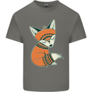 A Cute Tribal Fox Mens Cotton T-Shirt Tee Top Charcoal