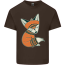 A Cute Tribal Fox Mens Cotton T-Shirt Tee Top Dark Chocolate