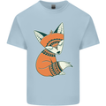 A Cute Tribal Fox Mens Cotton T-Shirt Tee Top Light Blue