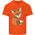 A Cute Tribal Fox Mens Cotton T-Shirt Tee Top Orange