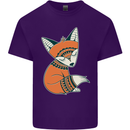 A Cute Tribal Fox Mens Cotton T-Shirt Tee Top Purple